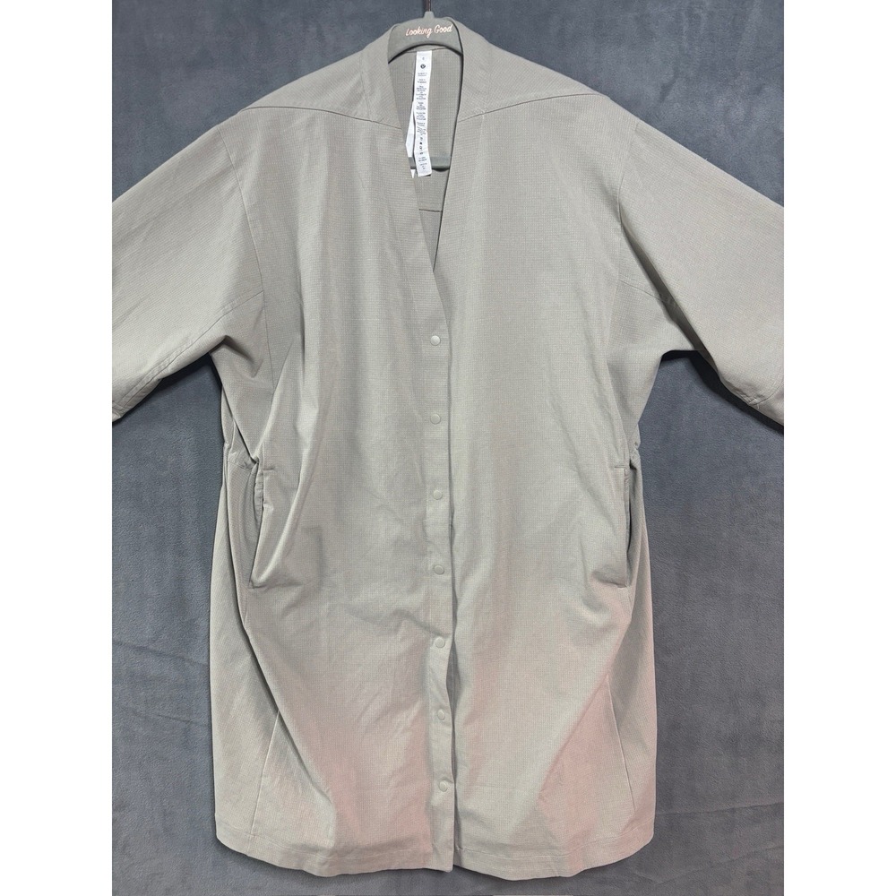 Lululemon Sz 6 WovenAir Snap Button Front Shirt Dress Pockets Drawstring Waist